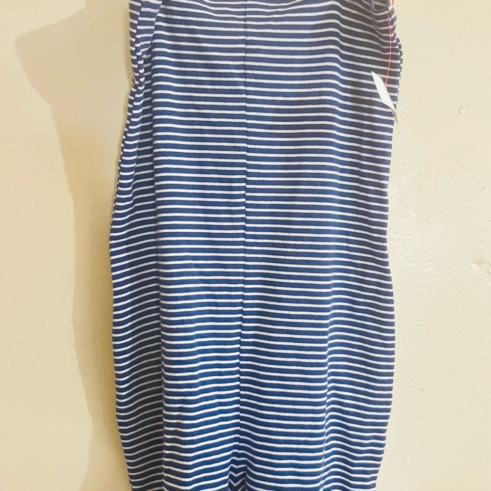Zara Navy and White Striped Sleeveless Shift Dress